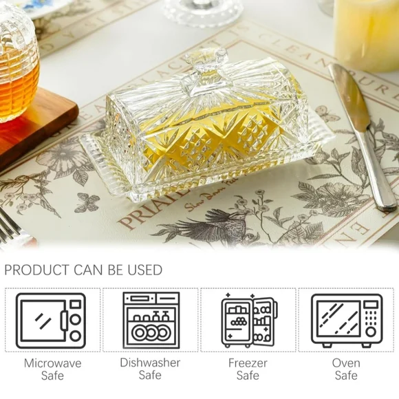 Butter Dish with Lid, Dublin Crystal Collection, 8", Clear NEW With BOX Vintage - Picture 3 of 7